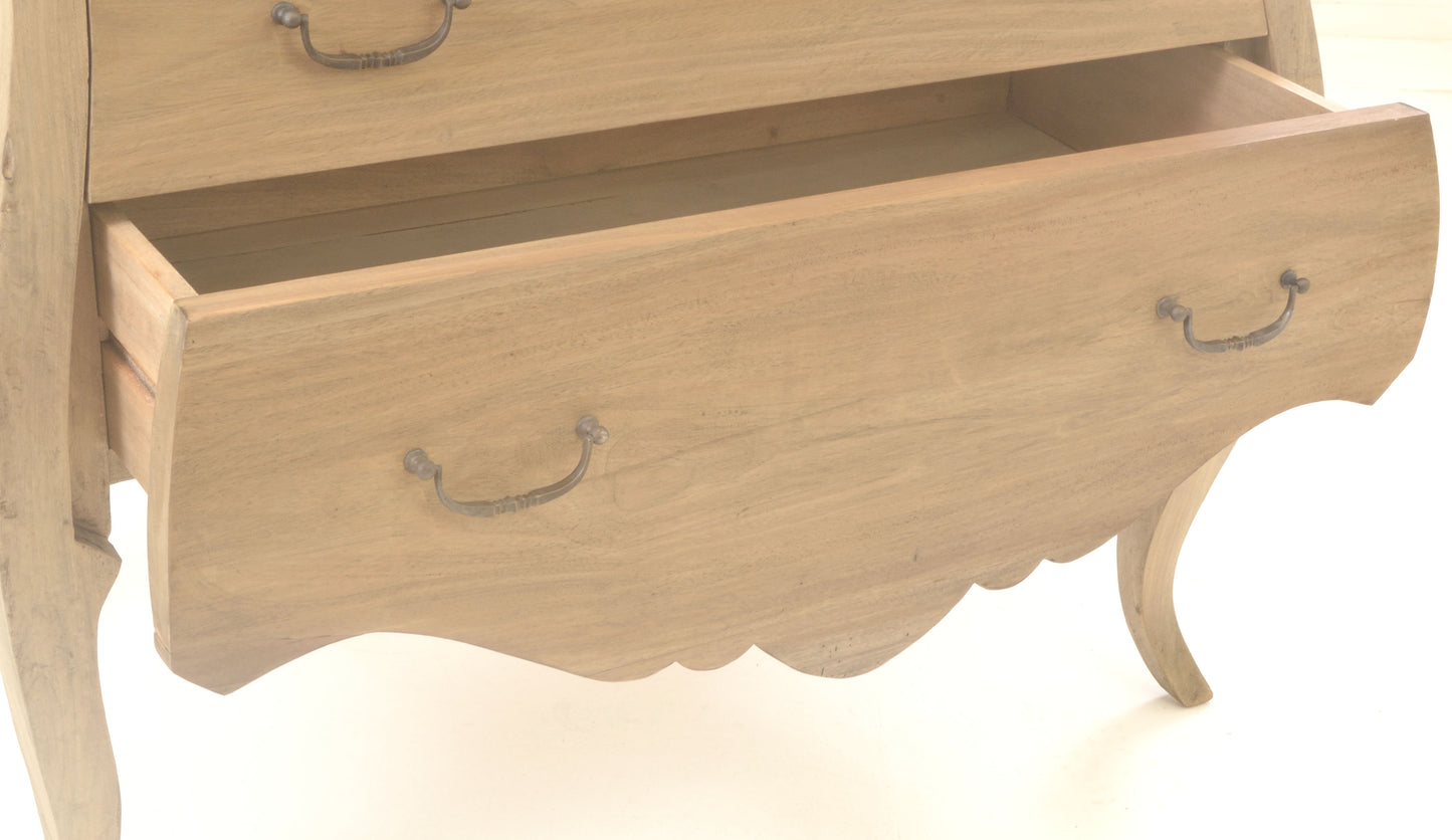 Wooden 2 Drawer Curved Chest of Drawers