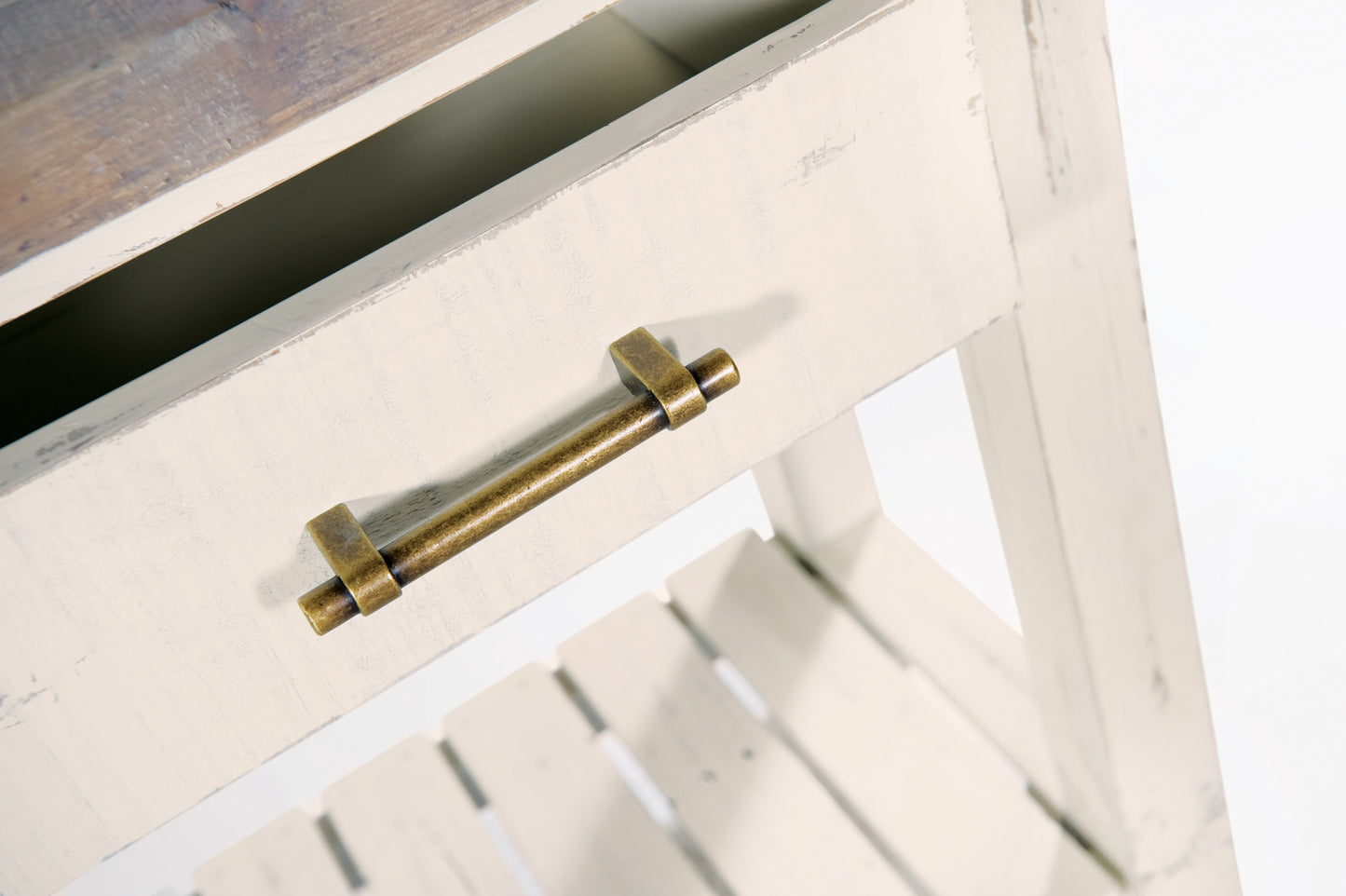 Wooden White and Dark Wood Coffee Table with Drawers