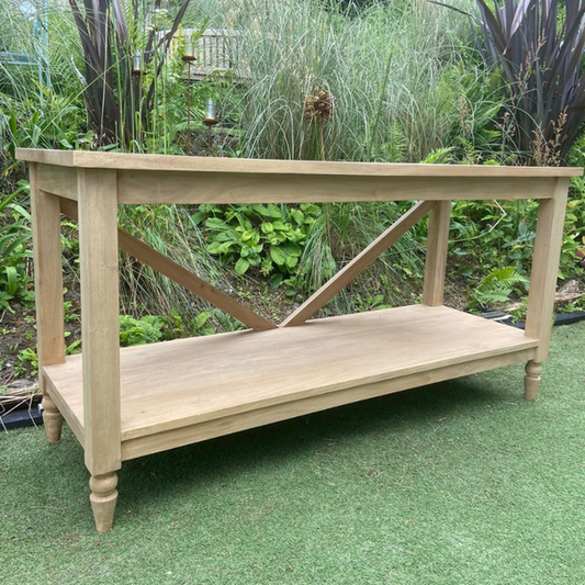 Large Wooden Square legged Console Table