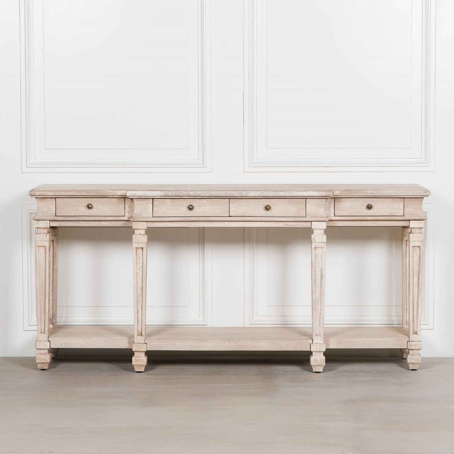 4 Drawer Breakfront Spindle Console Table
