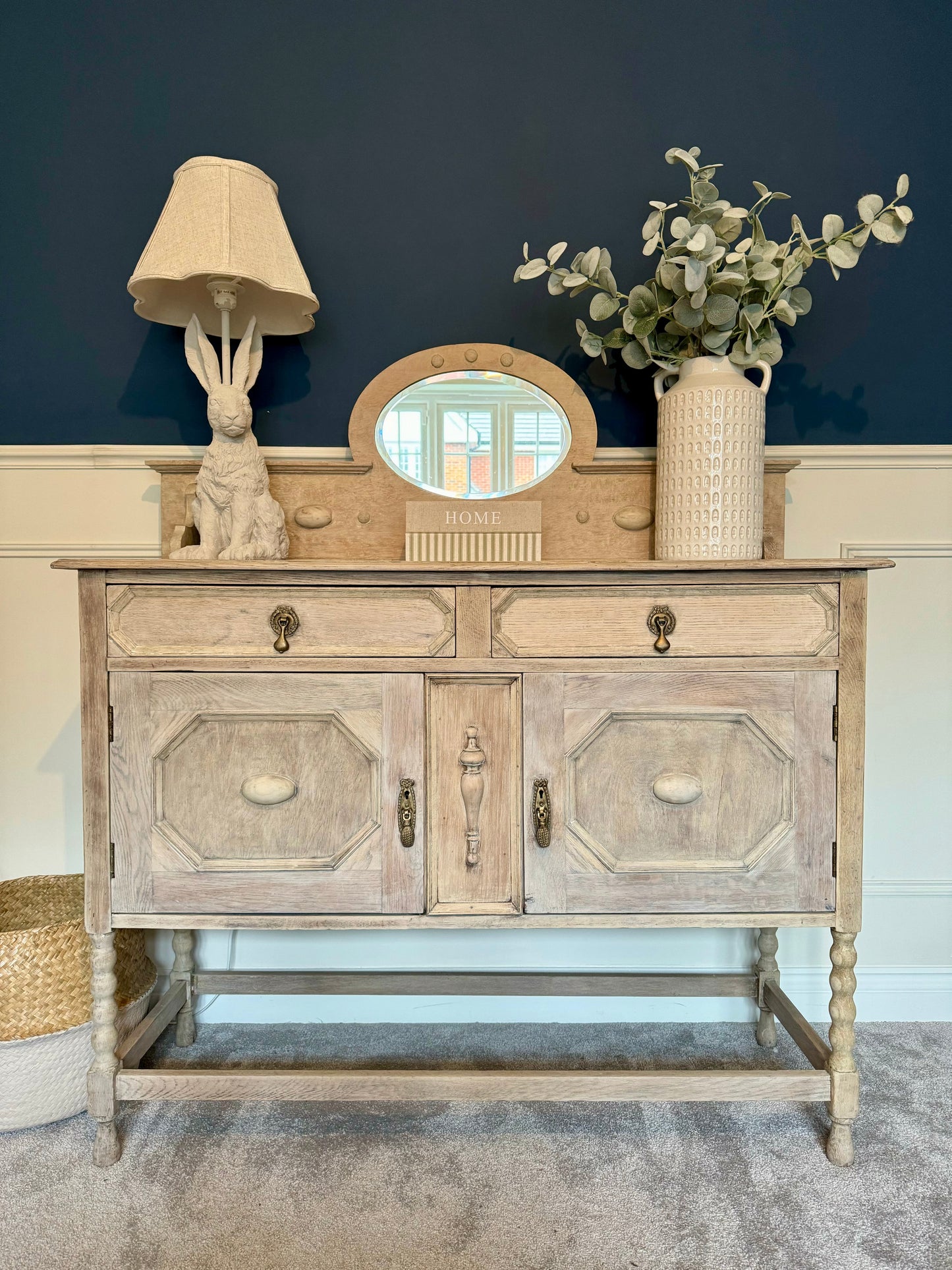 Antique Wooden Spindle Leg Sideboard