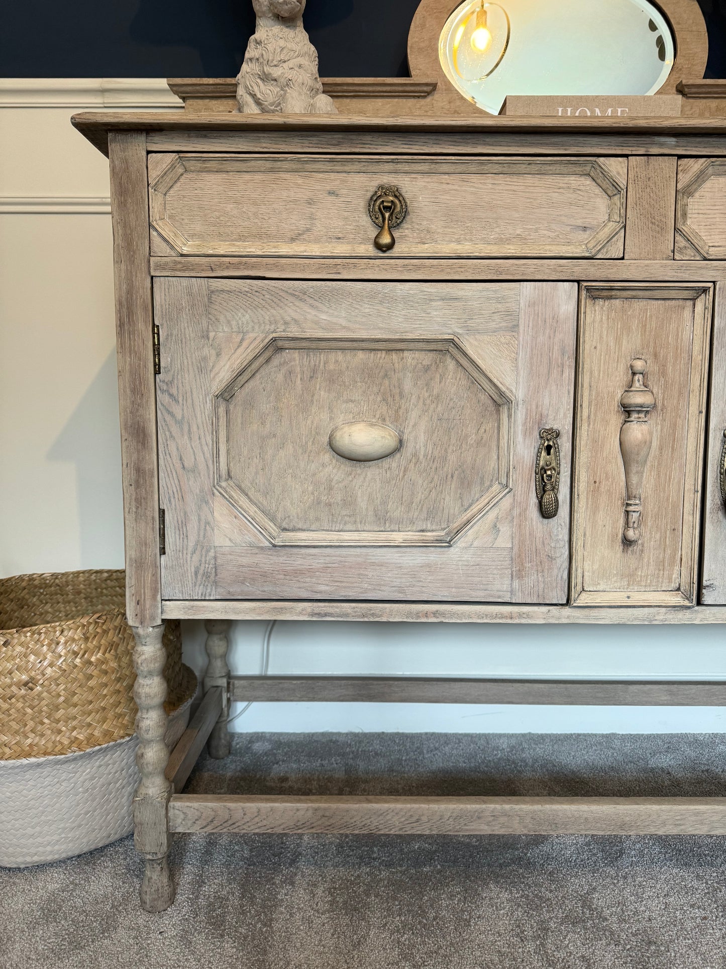 Antique Wooden Spindle Leg Sideboard