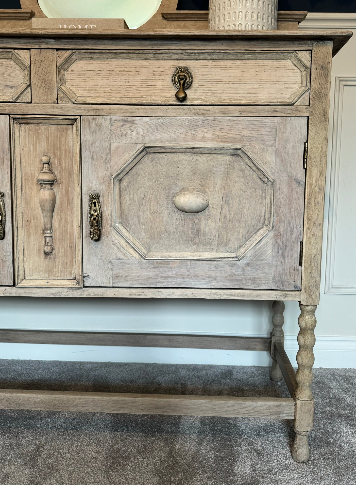 Antique Wooden Spindle Leg Sideboard