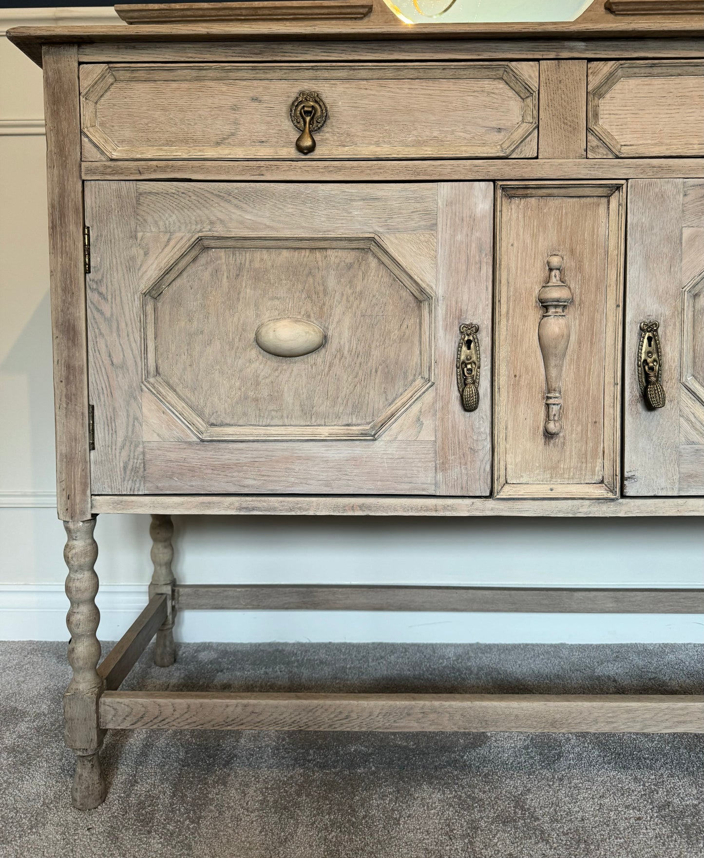 Antique Wooden Spindle Leg Sideboard