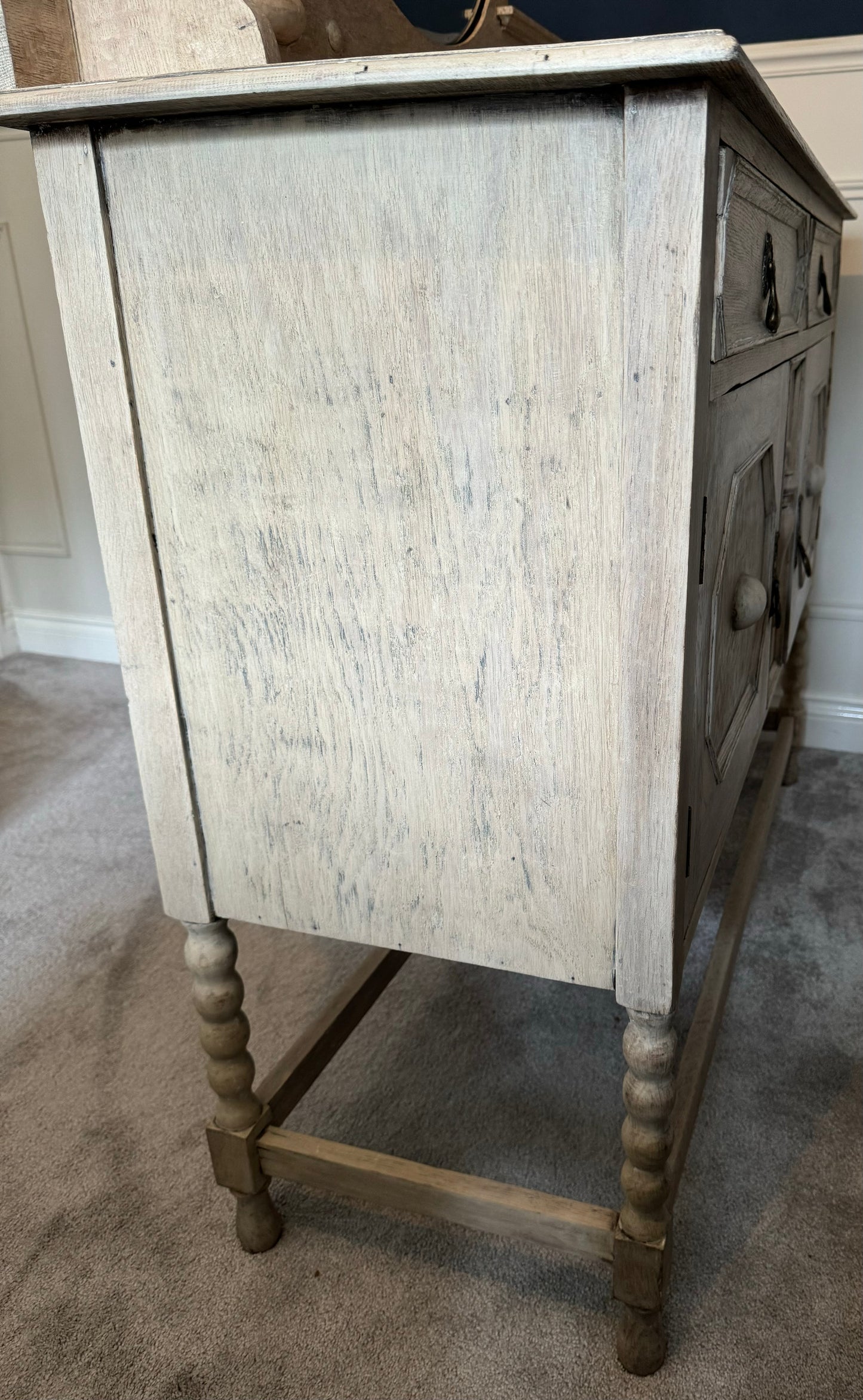 Antique Wooden Spindle Leg Sideboard