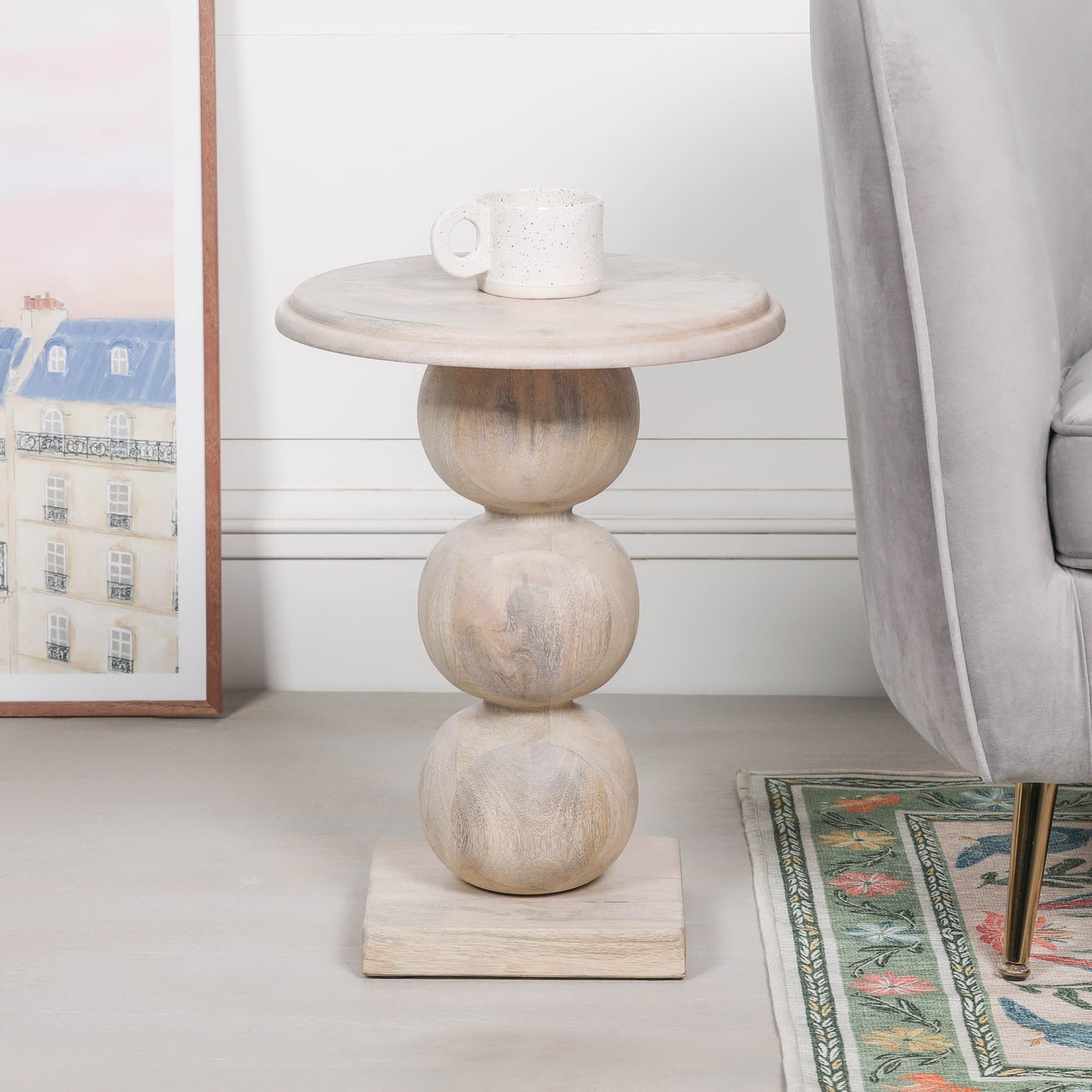Wooden Stacked Ball Side Table