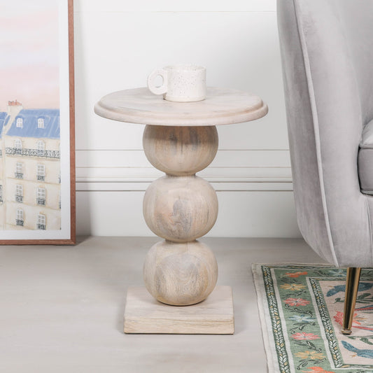 Wooden Stacked Ball Side Table