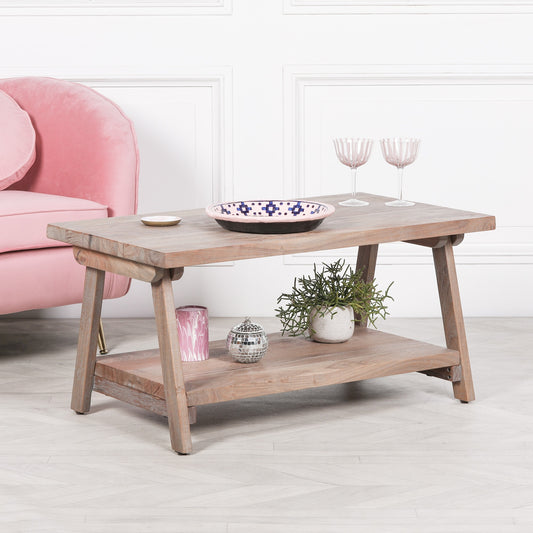 95cm Rustic Wooden A-Frame Coffee Table