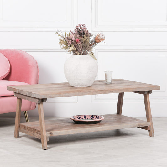 120cm Rustic Wooden A-Frame Coffee Table