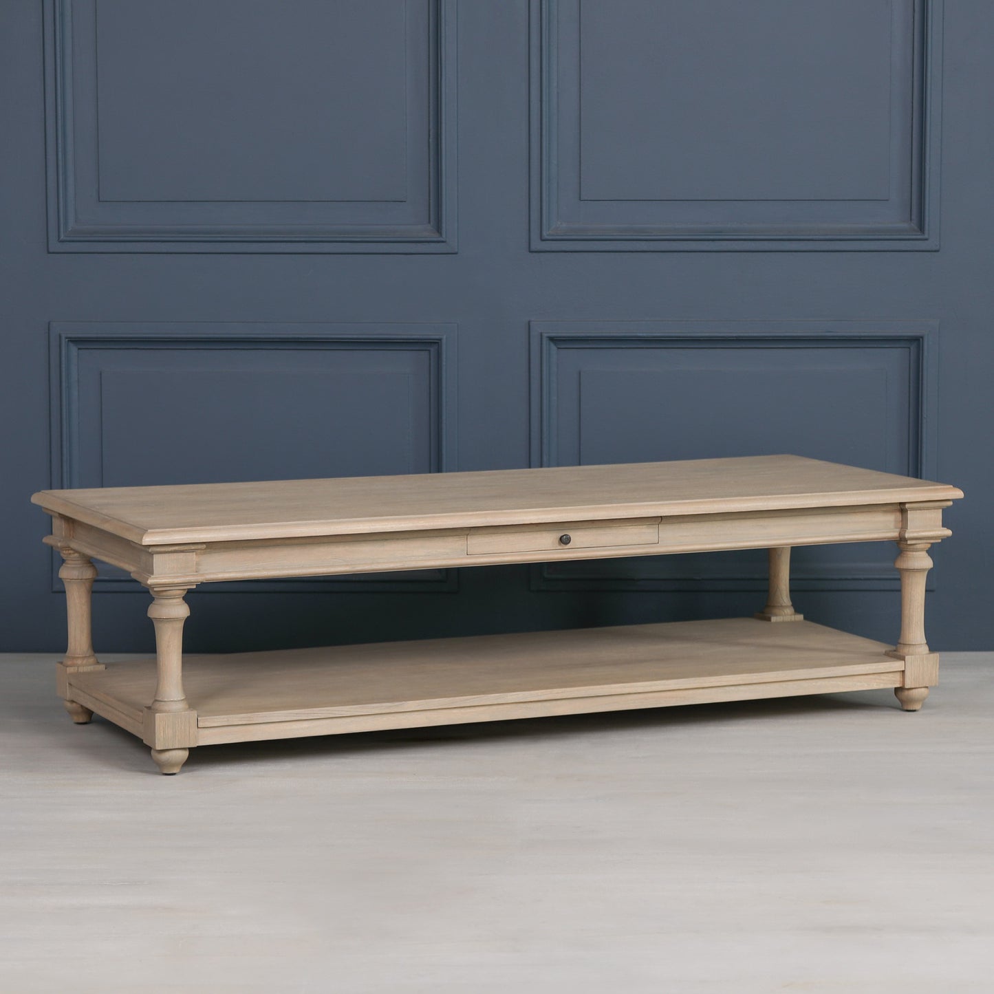 Rustic Wooden 170cm Coffee Table With Drawer