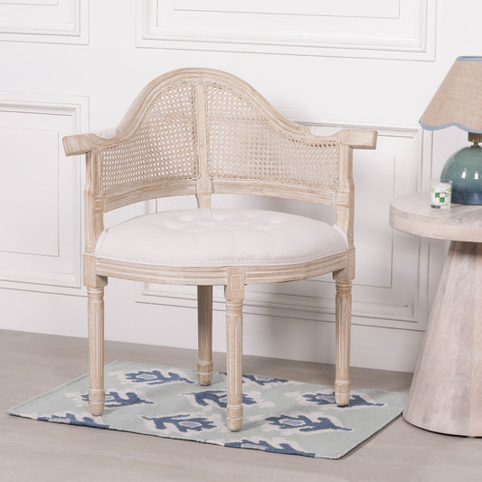 Wooden Louis Upholstered Corner Chair