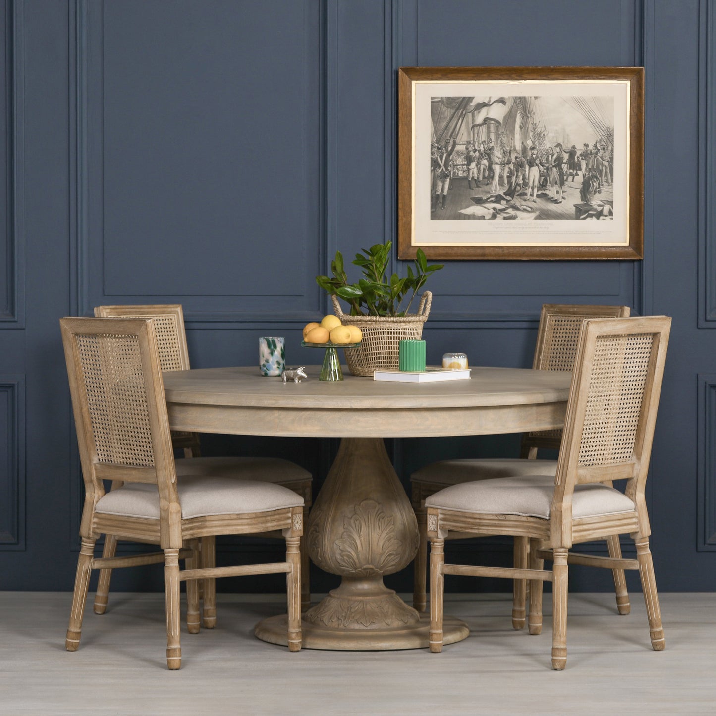 Rustic Light Wood Round Acorn Dining Table 150cm