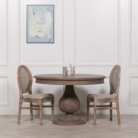 120cm Round Wooden Pedestal Acorn Dining Table