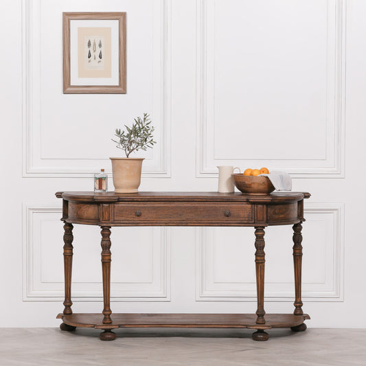 Rustic Dark Wooden Spindle Console