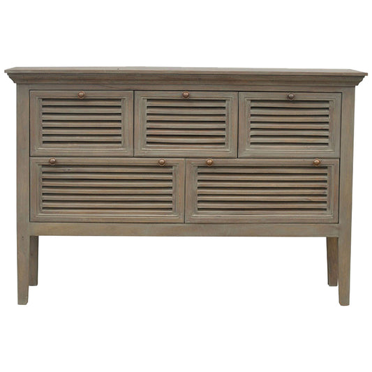 Grey Wash 5 Drawer Shutter Sideboard