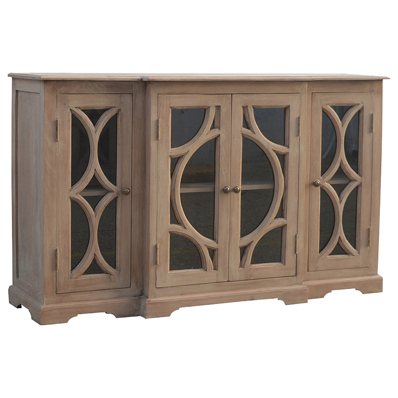 Glazed Carved Wooden Sideboard