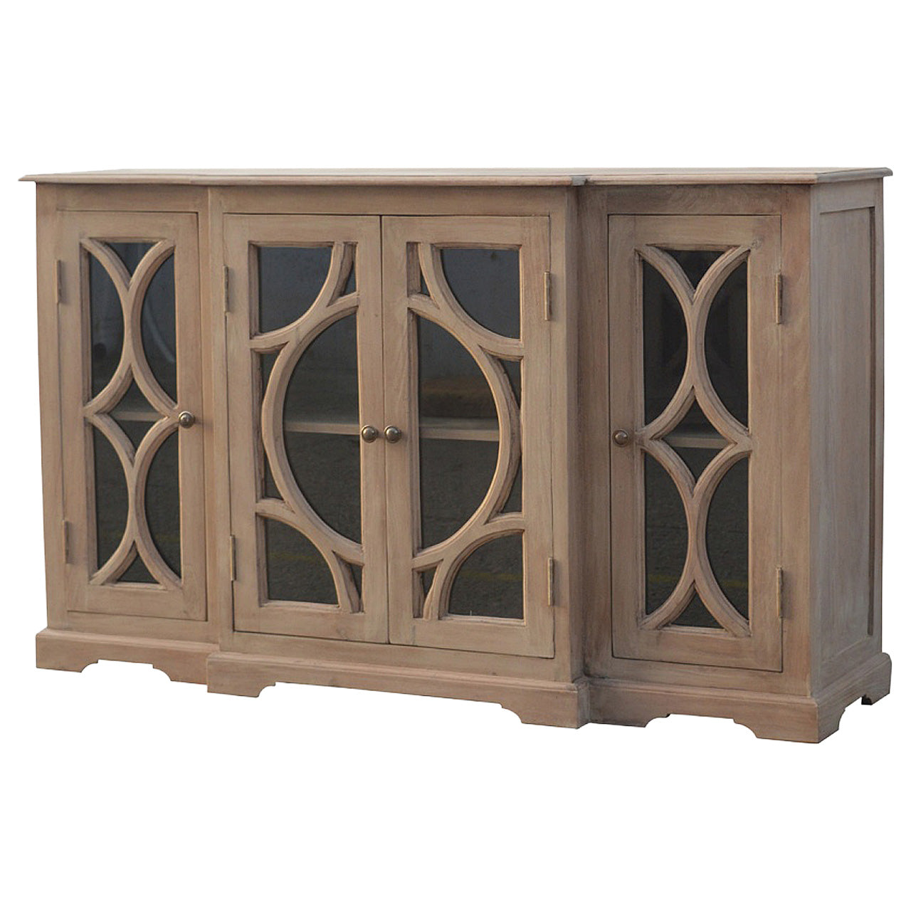 Glazed Carved Wooden Sideboard