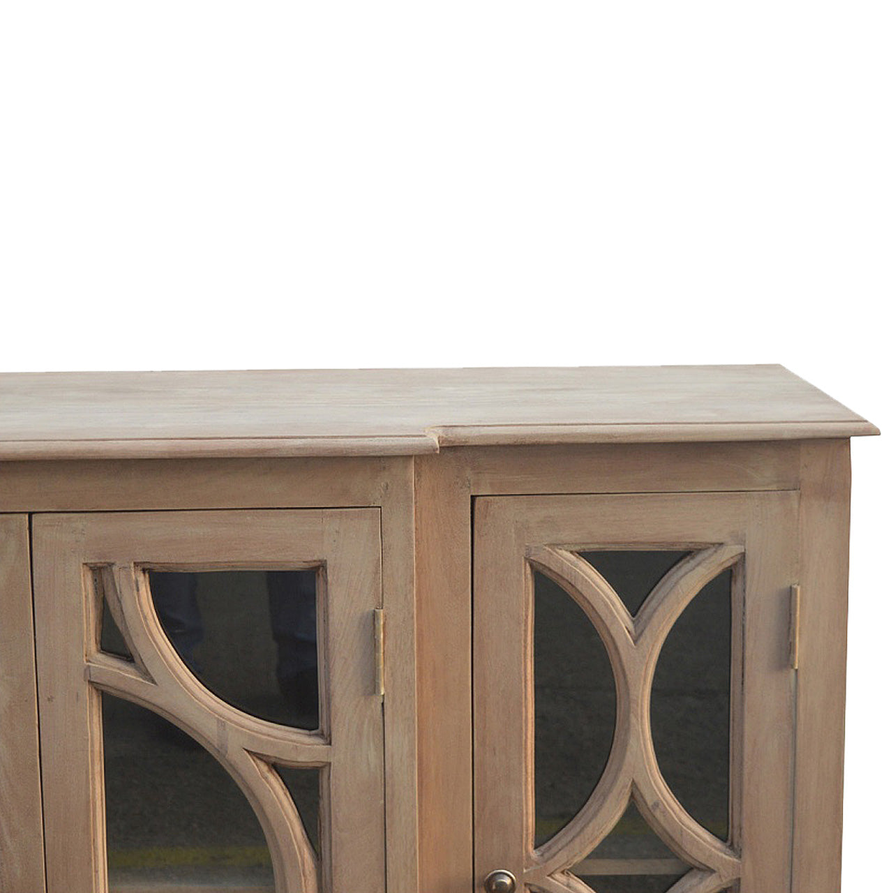 Glazed Carved Wooden Sideboard