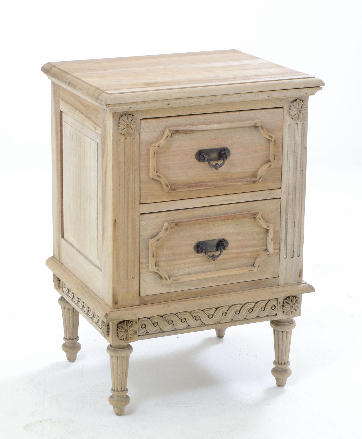 2 Drawer French Style Wooden Bedside Table