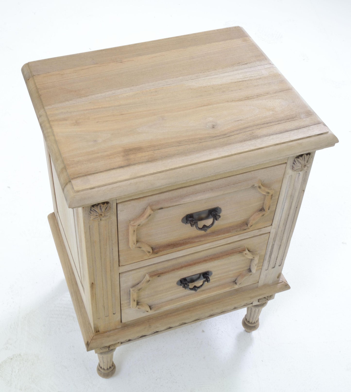 2 Drawer French Style Wooden Bedside Table