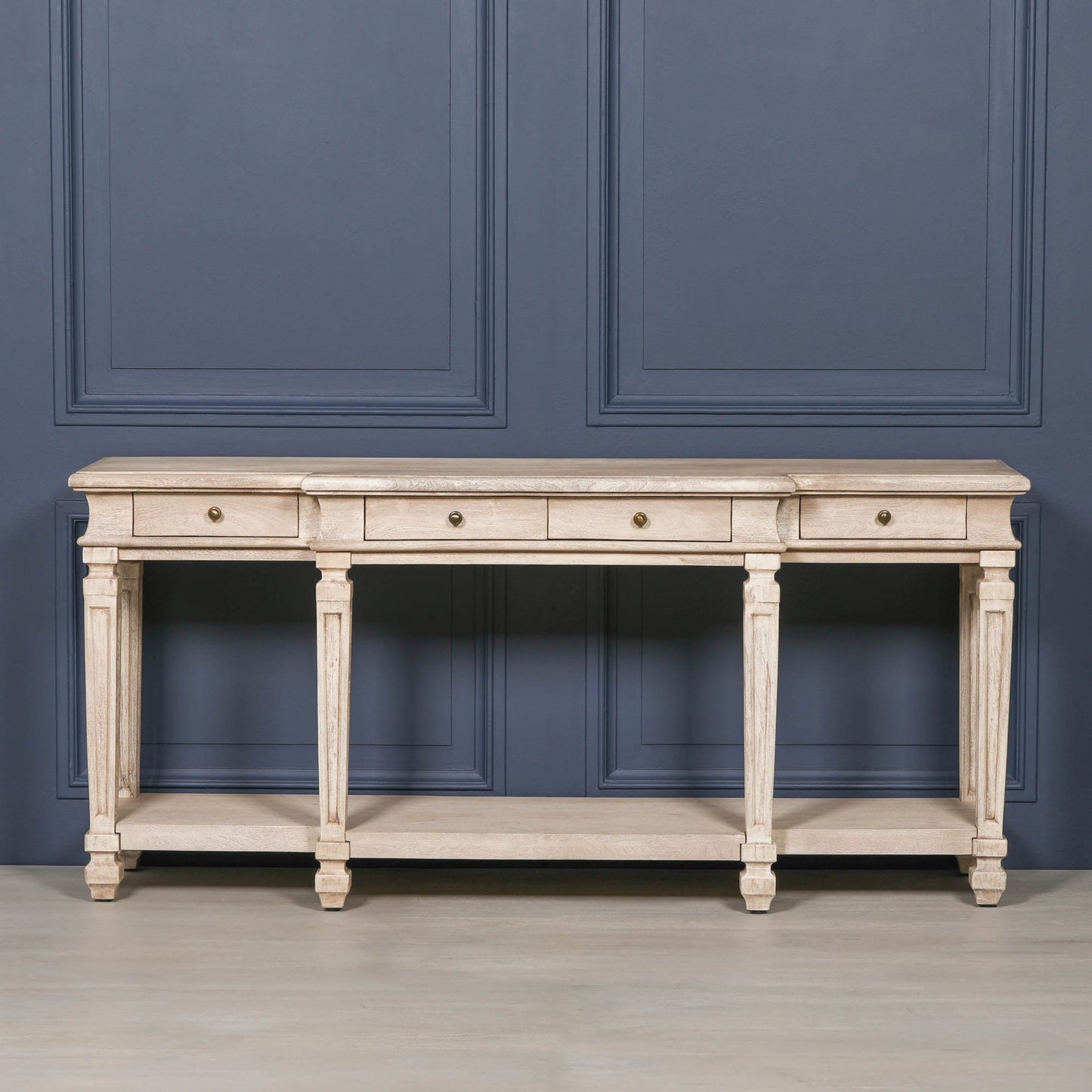 Wooden 4 Drawer Breakfront Console Table