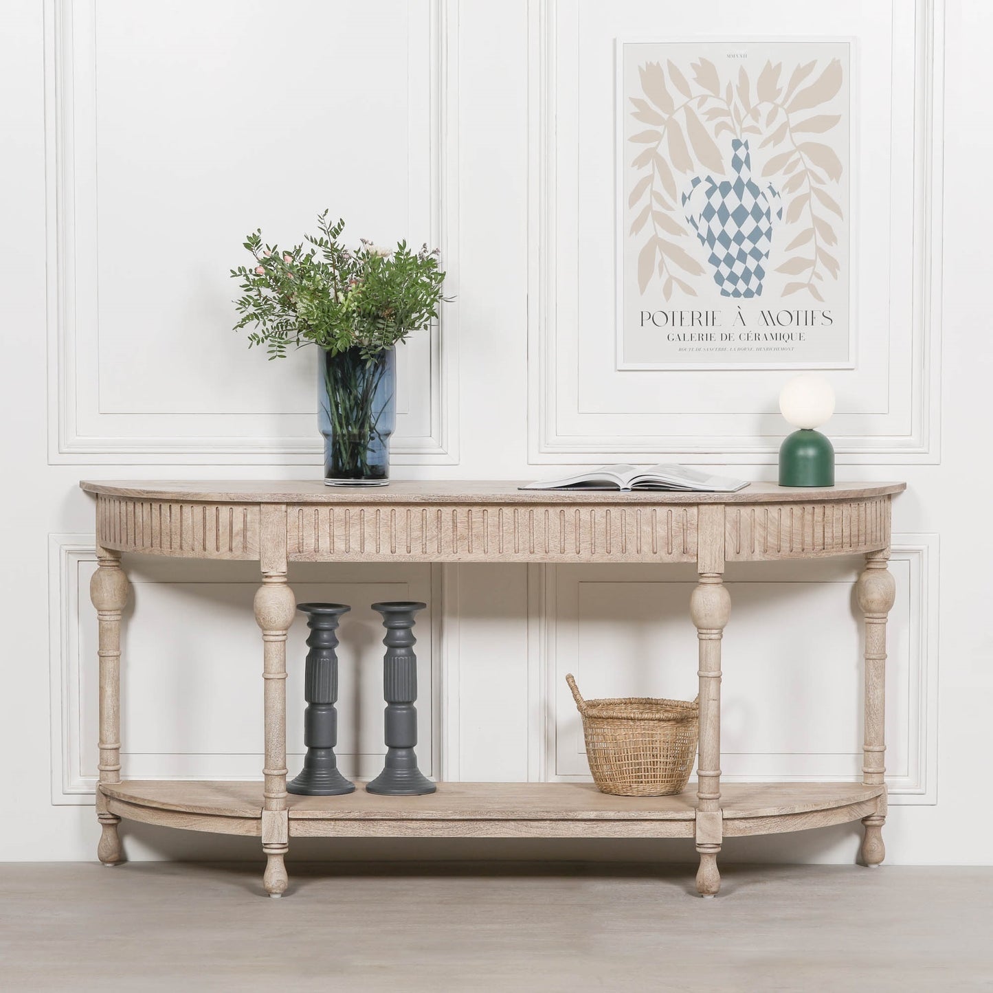 Wooden Curved Spindle Console