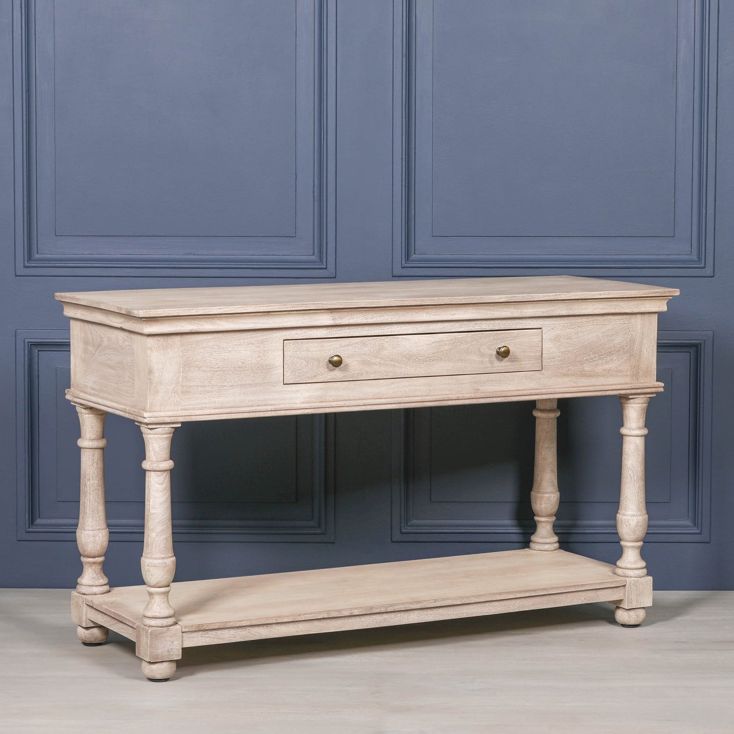 Wooden Spindle Console with Single Drawer