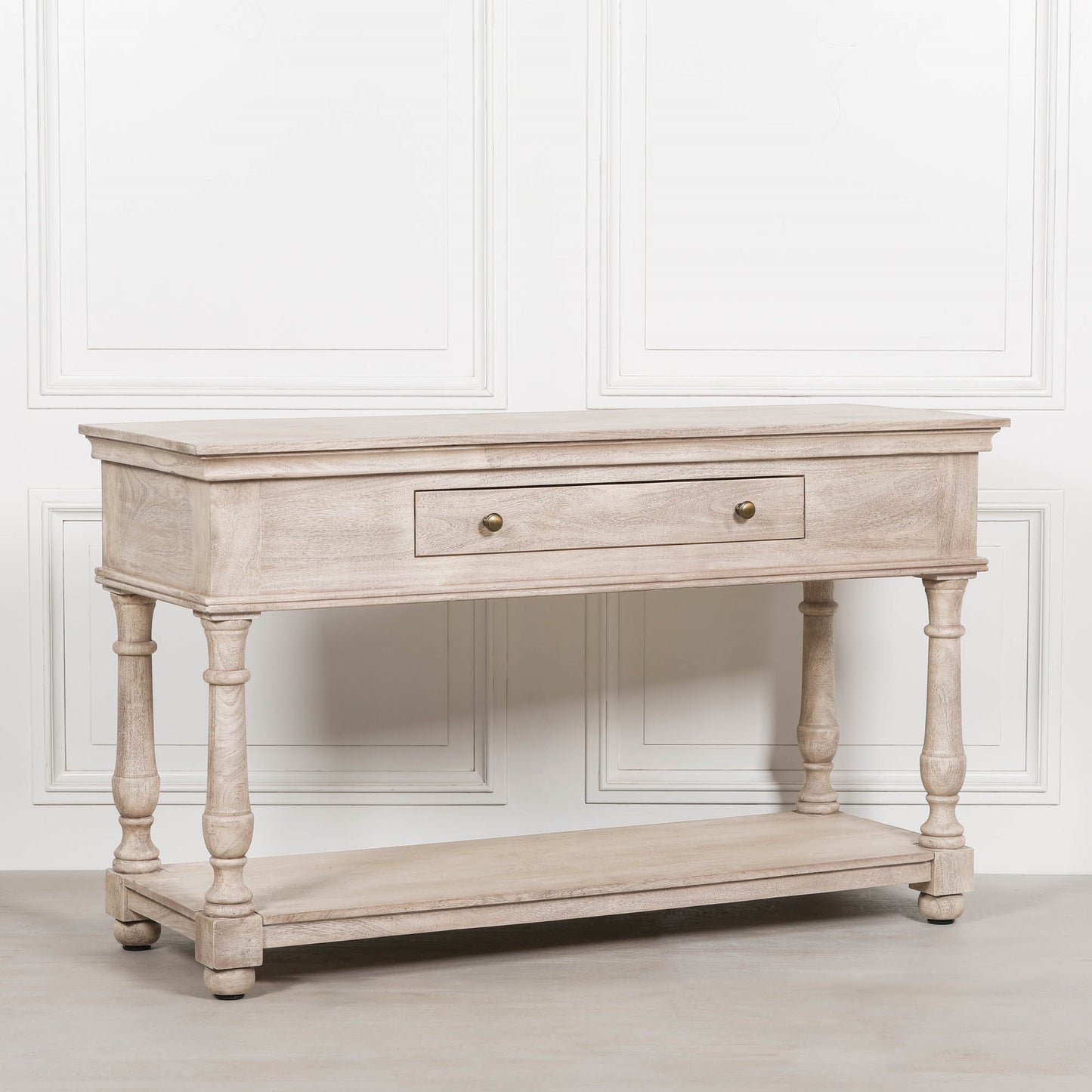 Wooden Spindle Console with Single Drawer