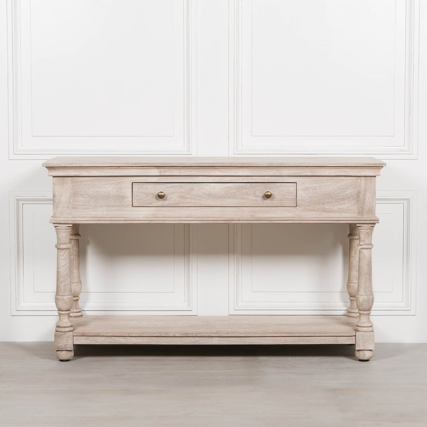 Wooden Spindle Console with Single Drawer