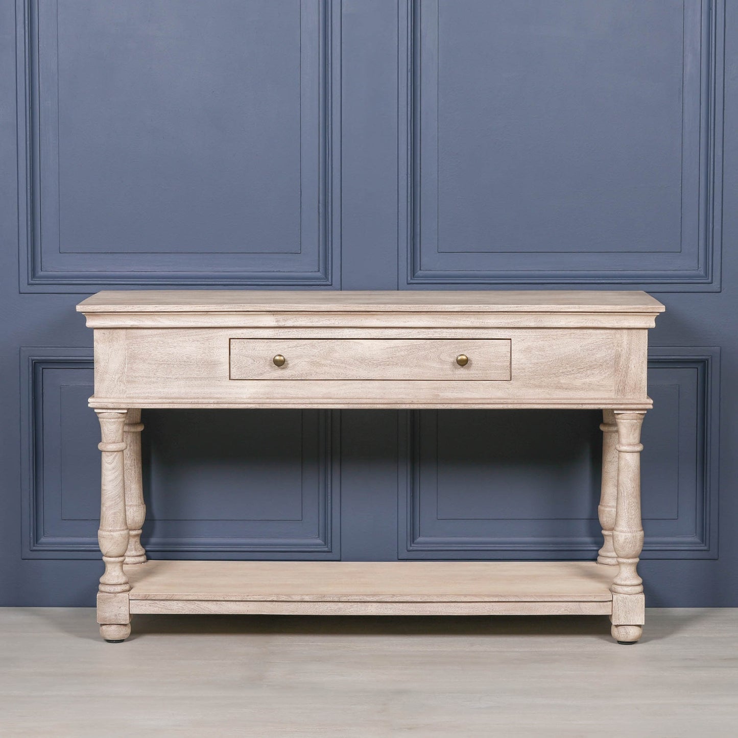 Wooden Spindle Console with Single Drawer