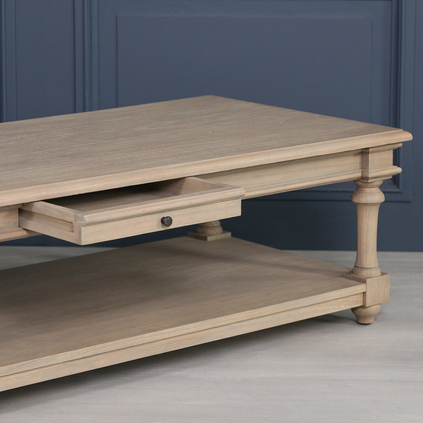 Rustic Wooden 170cm Coffee Table With Drawer